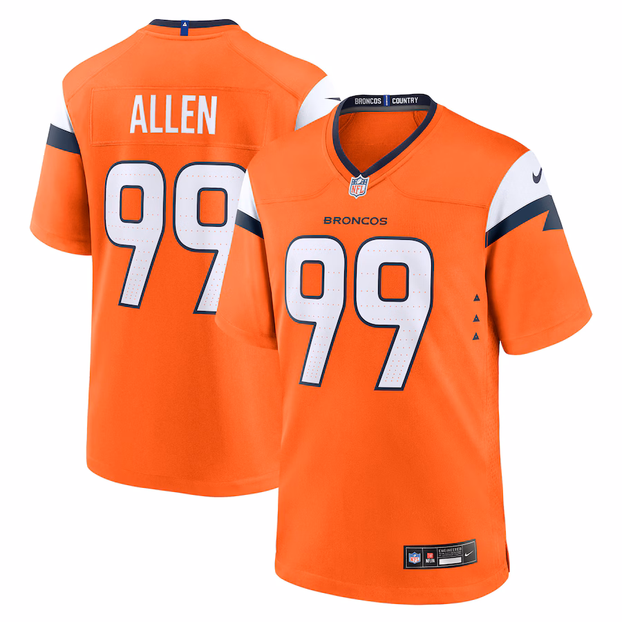 Men's Denver Broncos Zach Allen Nike Orange Team Game Jersey - Puhuasuan