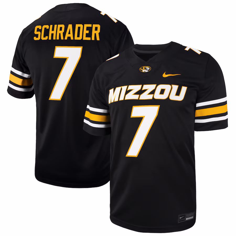 Cody Schrader Missouri Tigers Nike NIL Football Player Jersey - Black - Puhuasuan