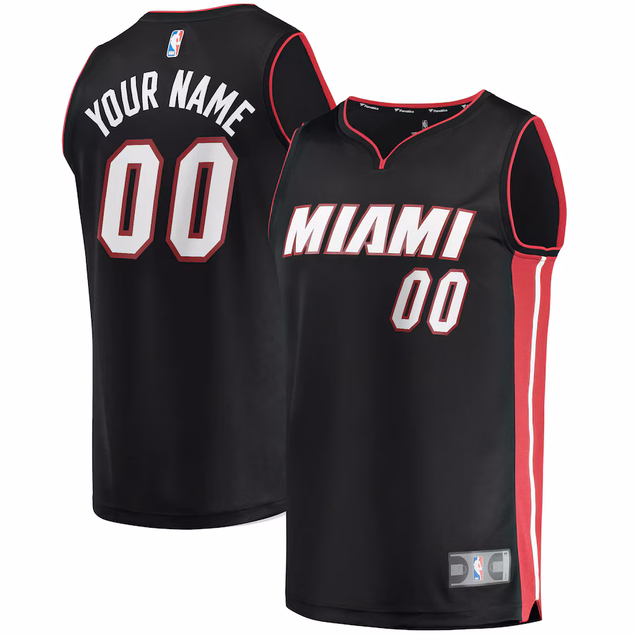 Men's Miami Heat Fanatics Black Fast Break Custom Replica Jersey - Icon Edition - Puhuasuan