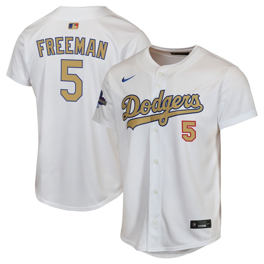 Youth Los Angeles Dodgers Freddie Freeman Nike White 2025 Gold Collection Limited Jersey - Puhuasuan