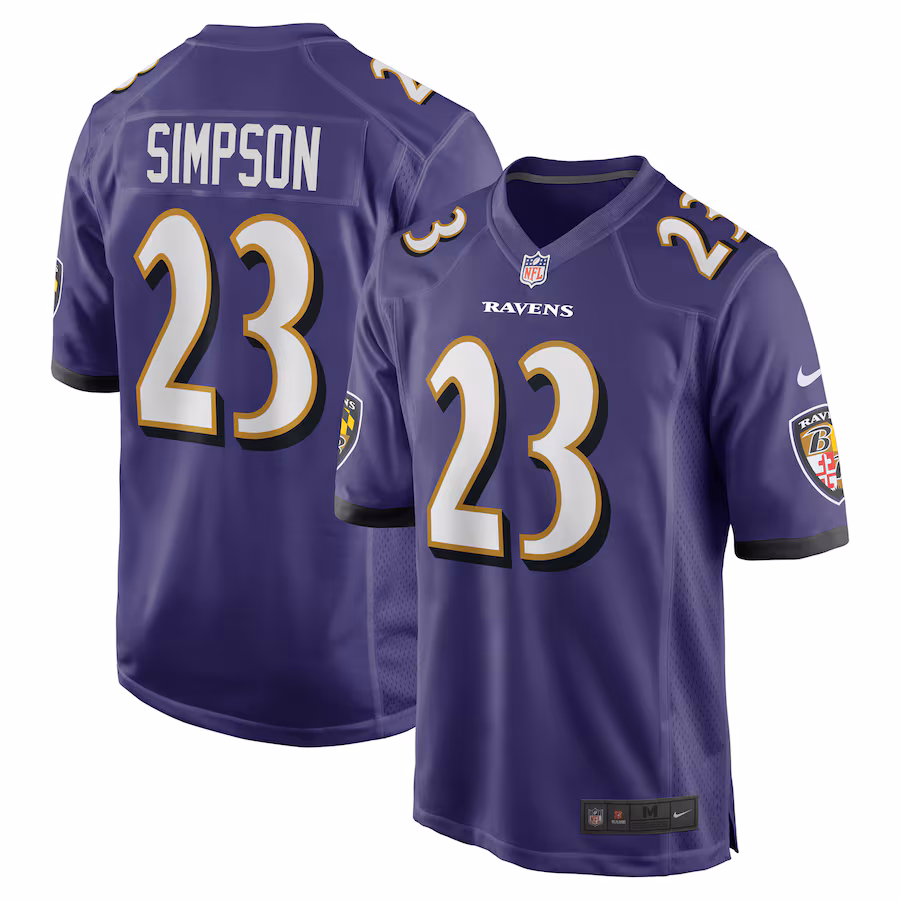Men's Baltimore Ravens Trenton Simpson Nike Purple Team Game Jersey - Puhuasuan