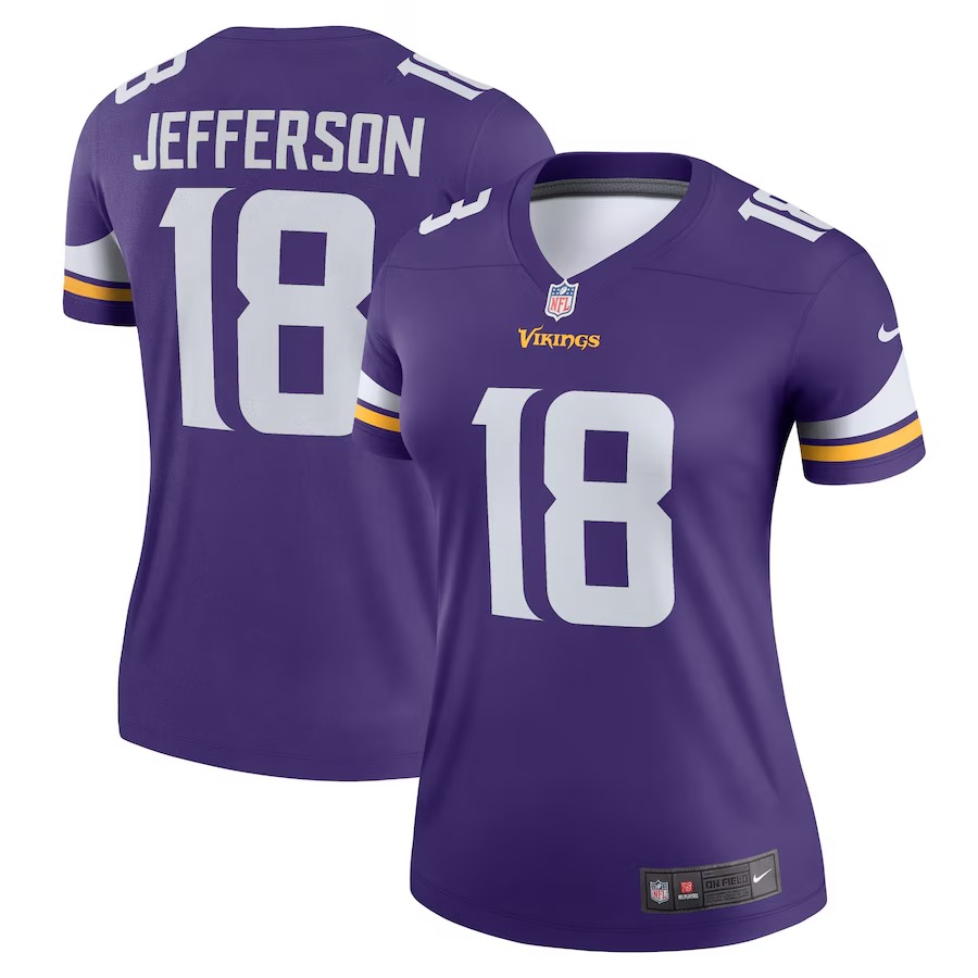 Women's Minnesota Vikings Justin Jefferson Nike Purple Legend Player Performance Top - Puhuasuan