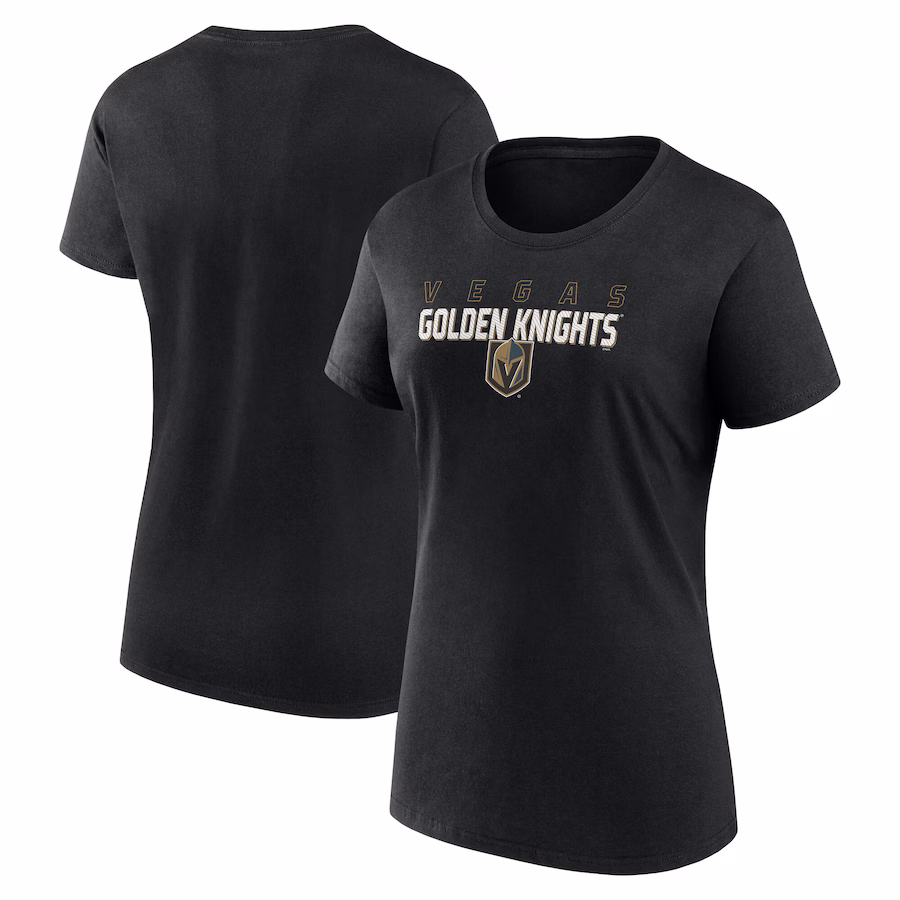 Women's Vegas Golden Knights Black Launch Scoop Neck T-Shirt - Puhuasuan