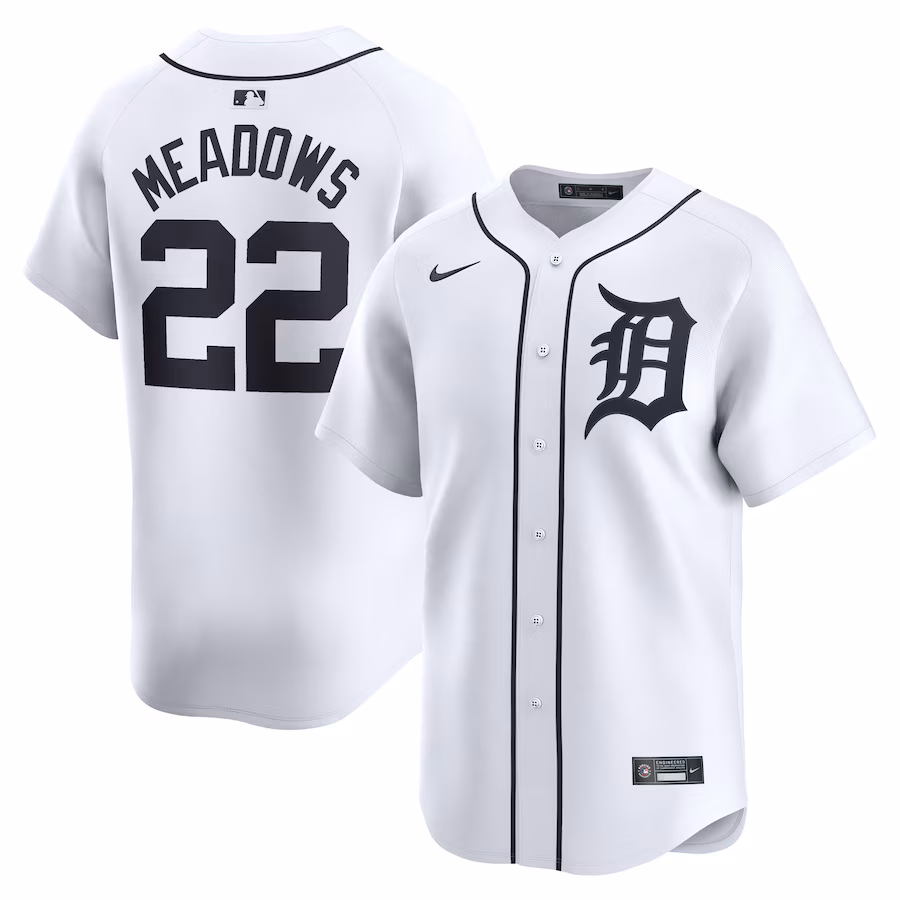 Men's Detroit Tigers Parker Meadows Nike White Home Limited Player Jersey - Puhuasuan