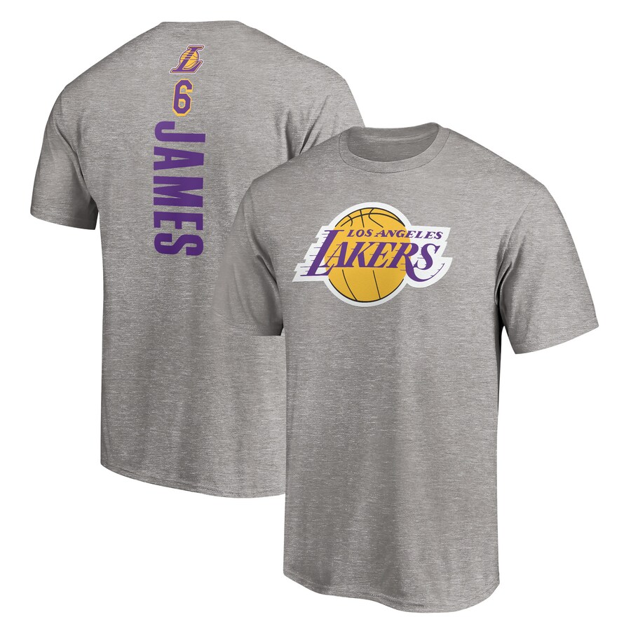 Men's Los Angeles Lakers LeBron James Heathered Gray #6 Playmaker Name & Number T-Shirt - Puhuasuan