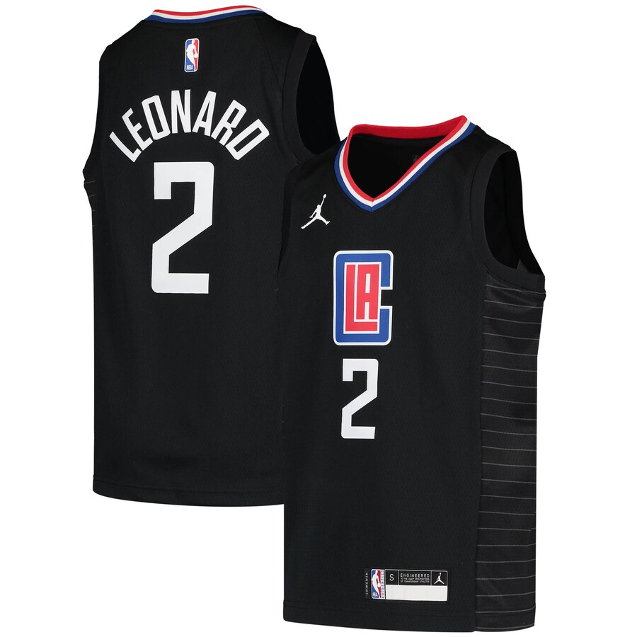 Youth LA Clippers Kawhi Leonard Jordan Brand Black 2020/21 Swingman Player Jersey - Statement Edition - Puhuasuan