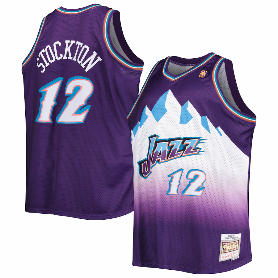 Men's Utah Jazz John Stockton Mitchell & Ness Purple Big & Tall Hardwood Classics 1996/97 Swingman Jersey - Puhuasuan