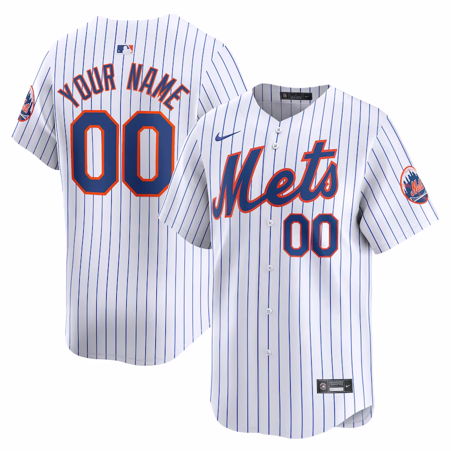 Men's New York Mets Nike White Home Limited Custom Jersey - Puhuasuan