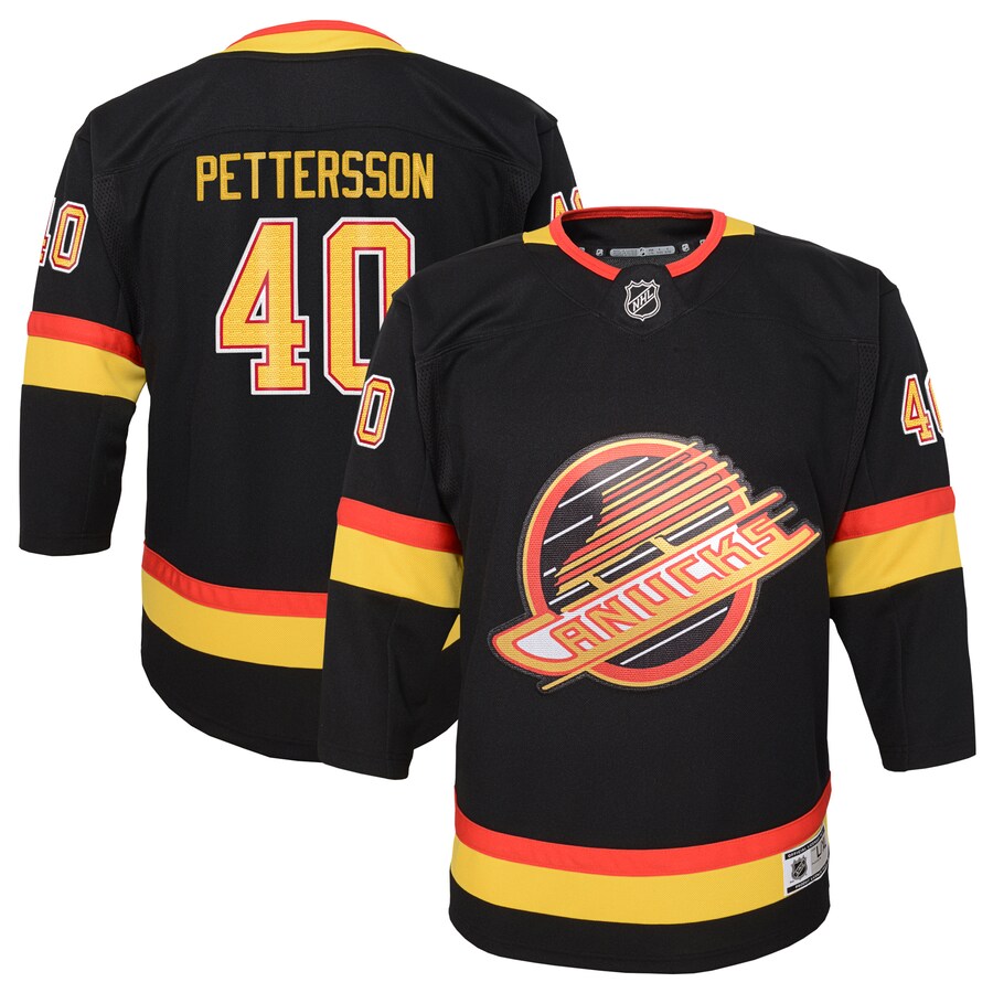 Youth Vancouver Canucks Elias Pettersson Black 2019/20 Flying Skate Premier Player Jersey - Puhuasuan