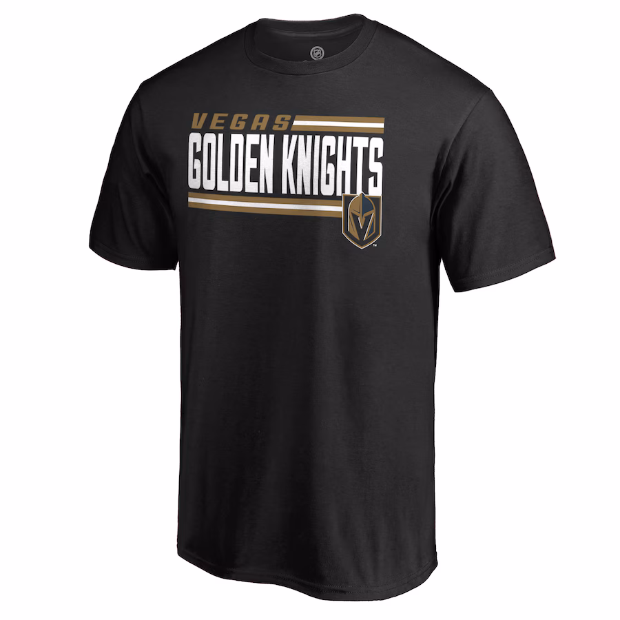Men's Vegas Golden Knights Black Iconic Collection On Side Stripe T-Shirt - Puhuasuan