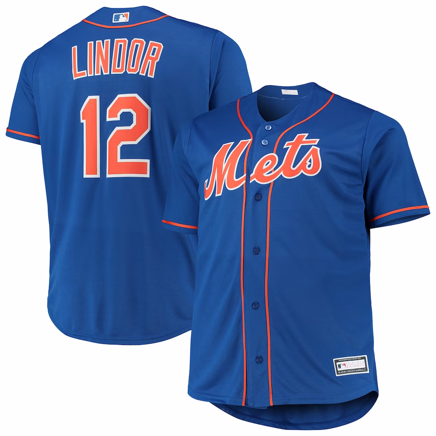 Men's New York Mets Francisco Lindor Royal Big & Tall Replica Player Jersey - Puhuasuan