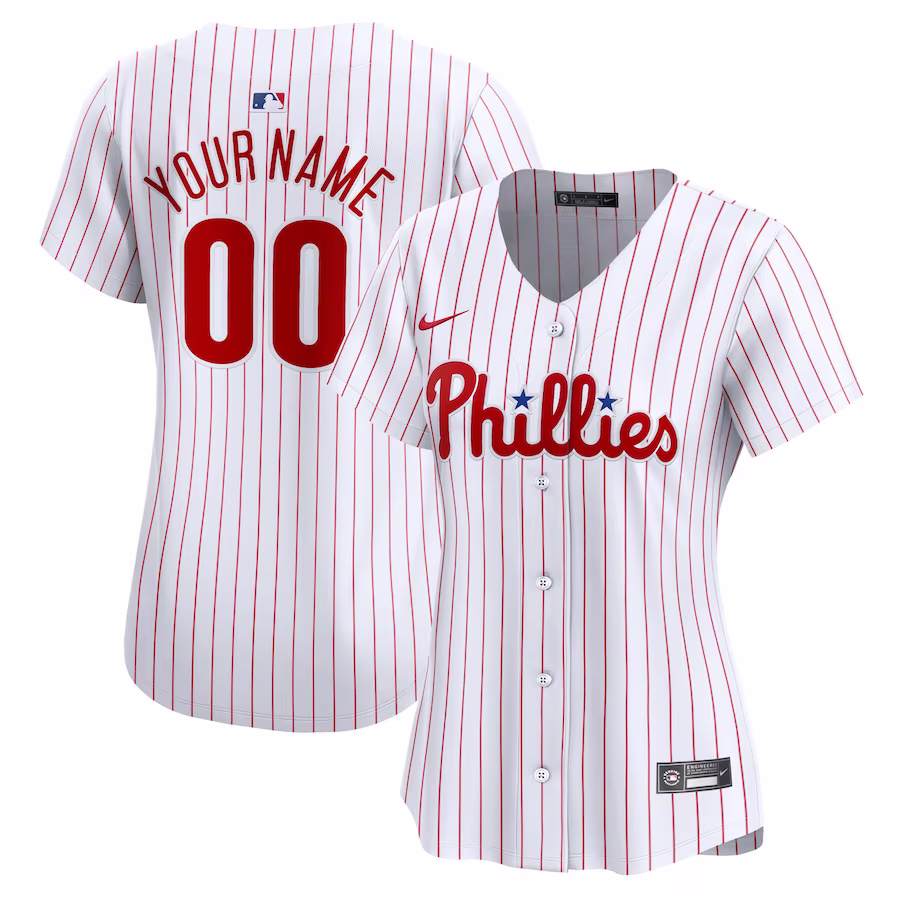 Women's Philadelphia Phillies Nike White Home Limited Custom Jersey - Puhuasuan