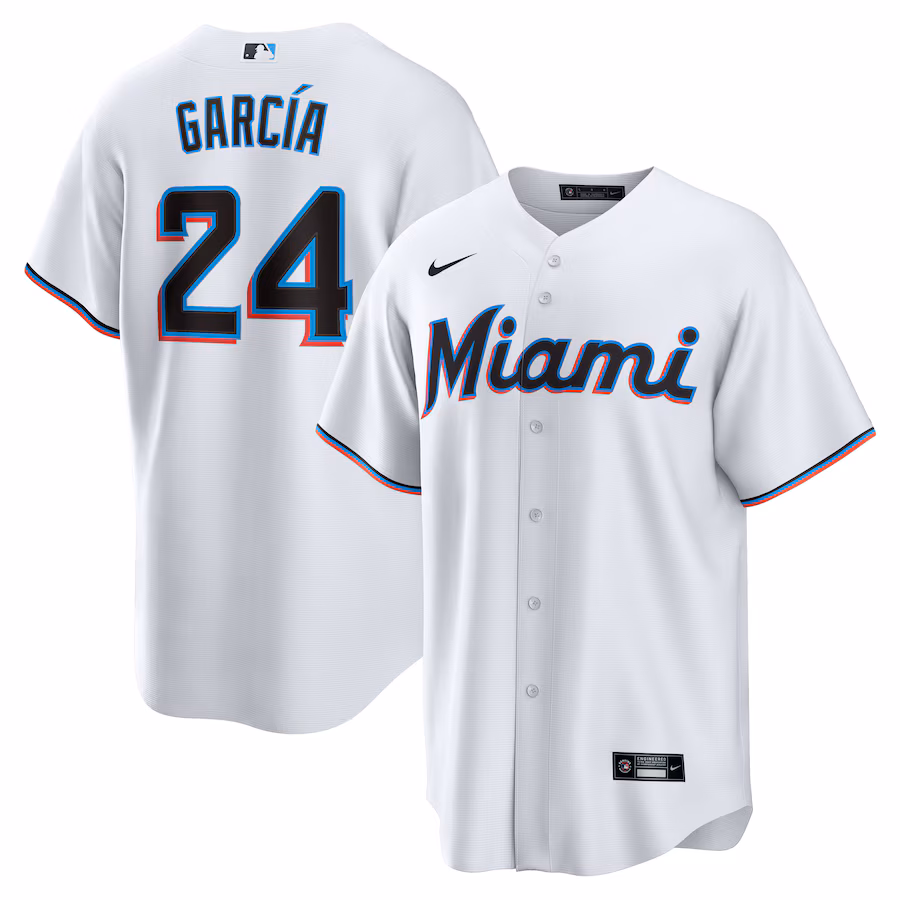Men's Miami Marlins Avisaíl García Nike White Home  Replica Player Jersey - Puhuasuan