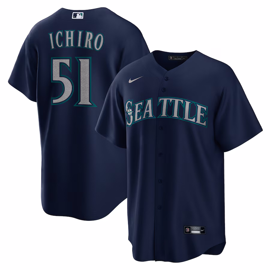 Men's Seattle Mariners Ichiro Suzuki Nike Navy Official Replica Player Jersey - Puhuasuan