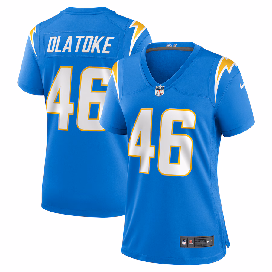 Women's Los Angeles Chargers Praise Olatoke Nike  Powder Blue Team Game Jersey - Puhuasuan