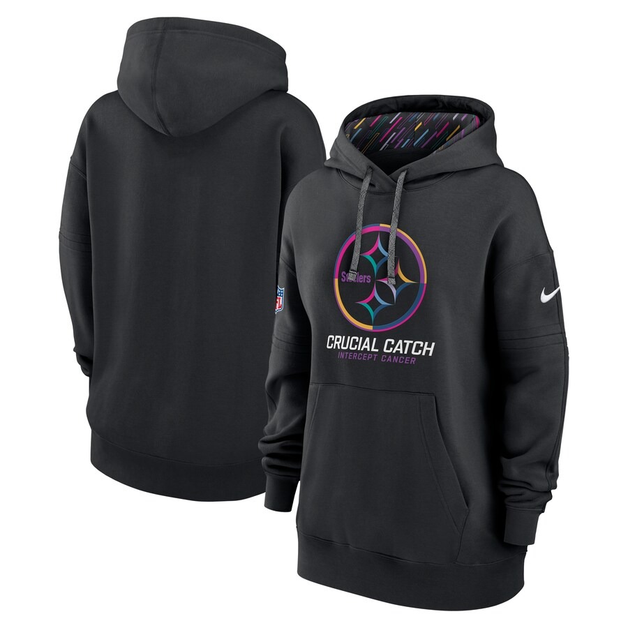 Women's Pittsburgh Steelers  Nike Black 2024 NFL Crucial Catch Club Pullover Hoodie - Puhuasuan