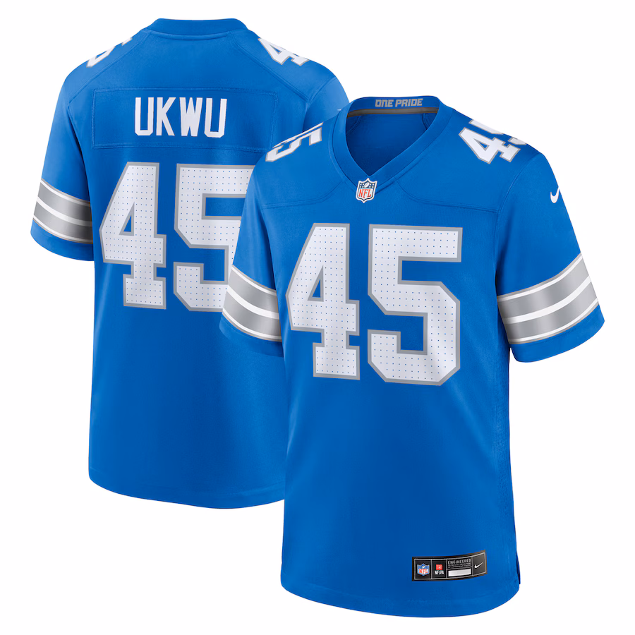 Men's Detroit Lions Isaac Ukwu Nike  Blue Game Jersey - Puhuasuan
