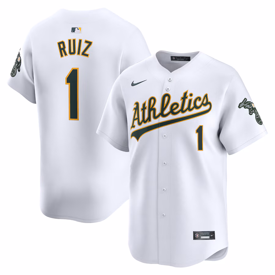 Men's Oakland Athletics Esteury Ruiz Nike White Home Limited Player Jersey - Puhuasuan