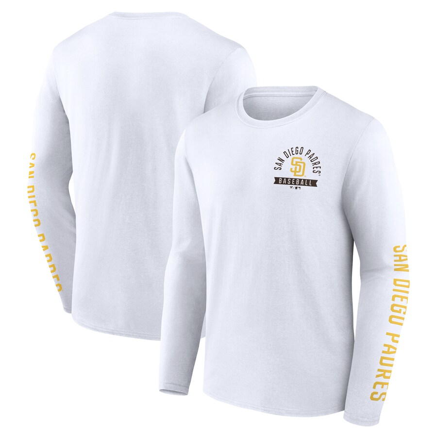 Men's San Diego Padres Fanatics White Press Box Long Sleeve T-Shirt - Puhuasuan