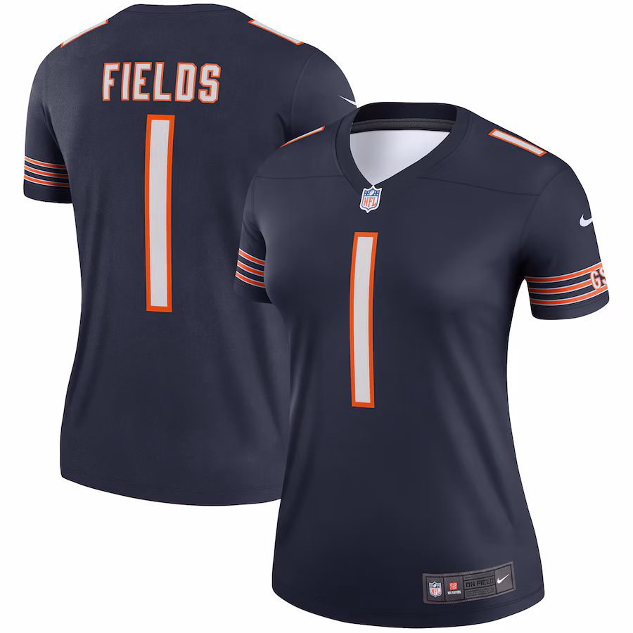 Women's Chicago Bears Justin Fields Nike Navy Legend Player Performance Top - Puhuasuan