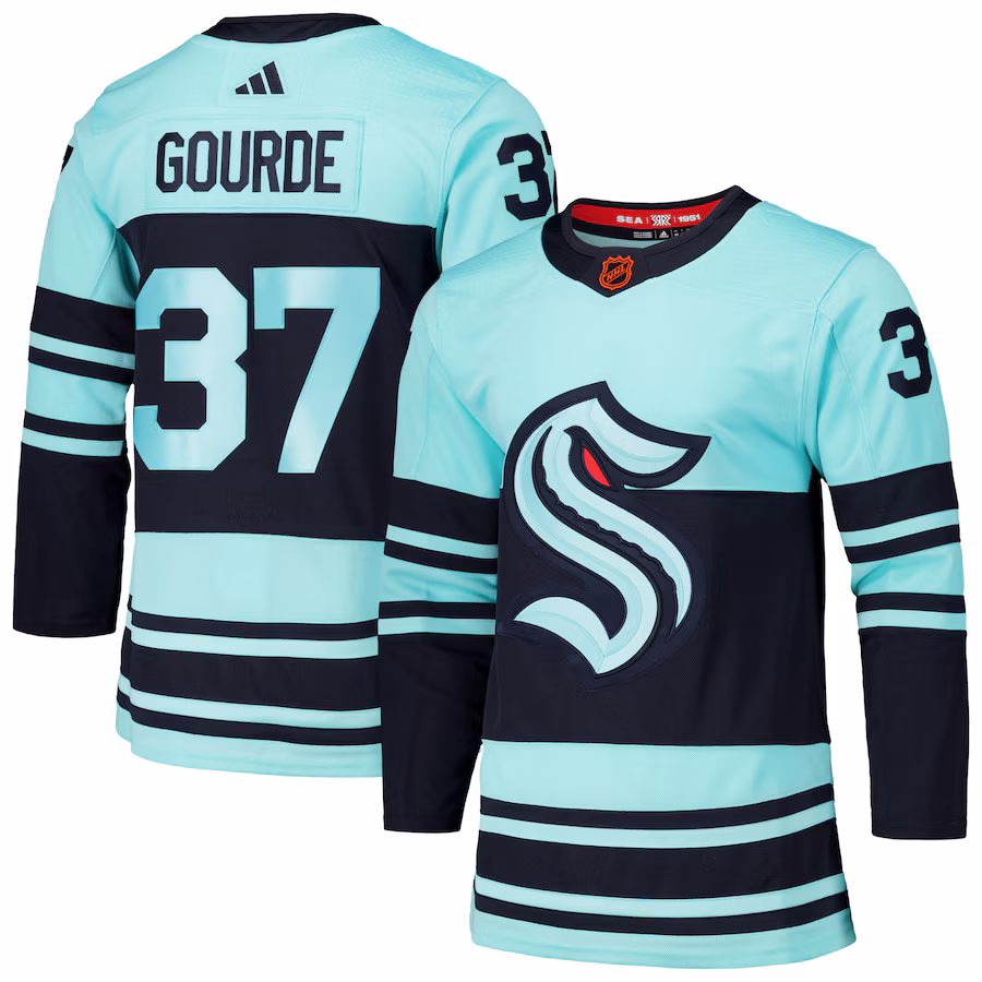 Men's Seattle Kraken Yanni Gourde adidas Light Blue Reverse Retro 2.0 Authentic Player Jersey - Puhuasuan