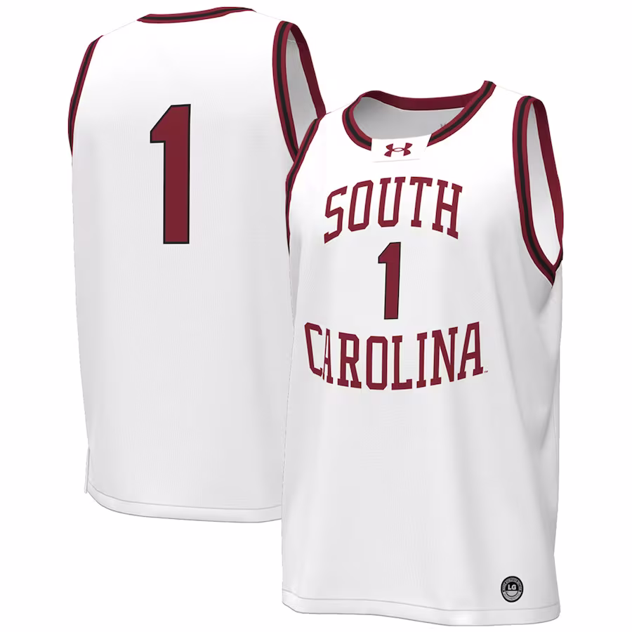 #1 South Carolina Gamecocks Under Armour Throwback Replica Basketball Jersey - White - Puhuasuan