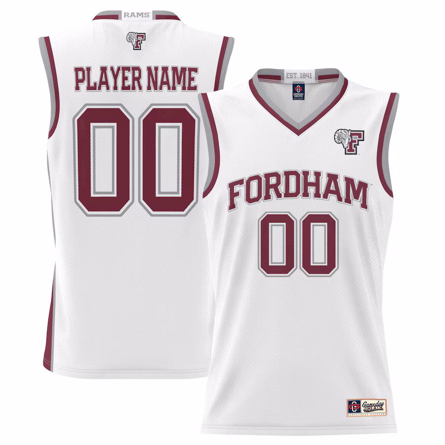 Fordham Rams GameDay Greats Men's NIL Pick-A-Player Lightweight Basketball Jersey - White - Puhuasuan