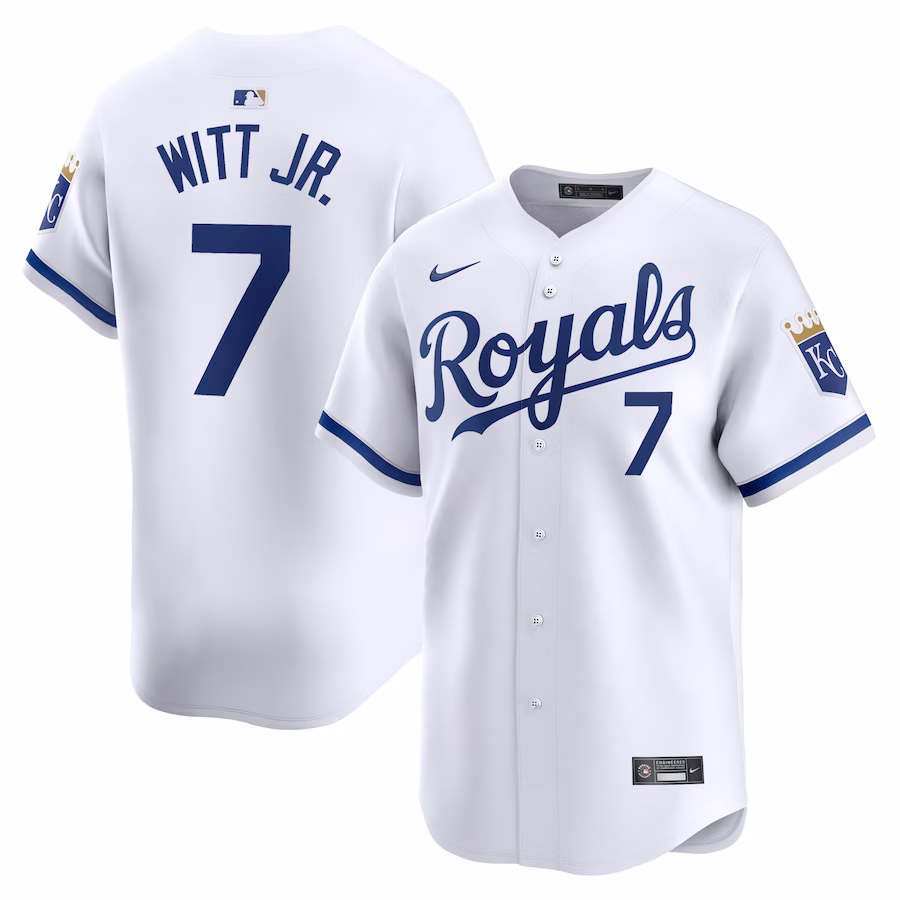 Men's Kansas City Royals Bobby Witt Jr. Nike White Home Limited Player Jersey - Puhuasuan
