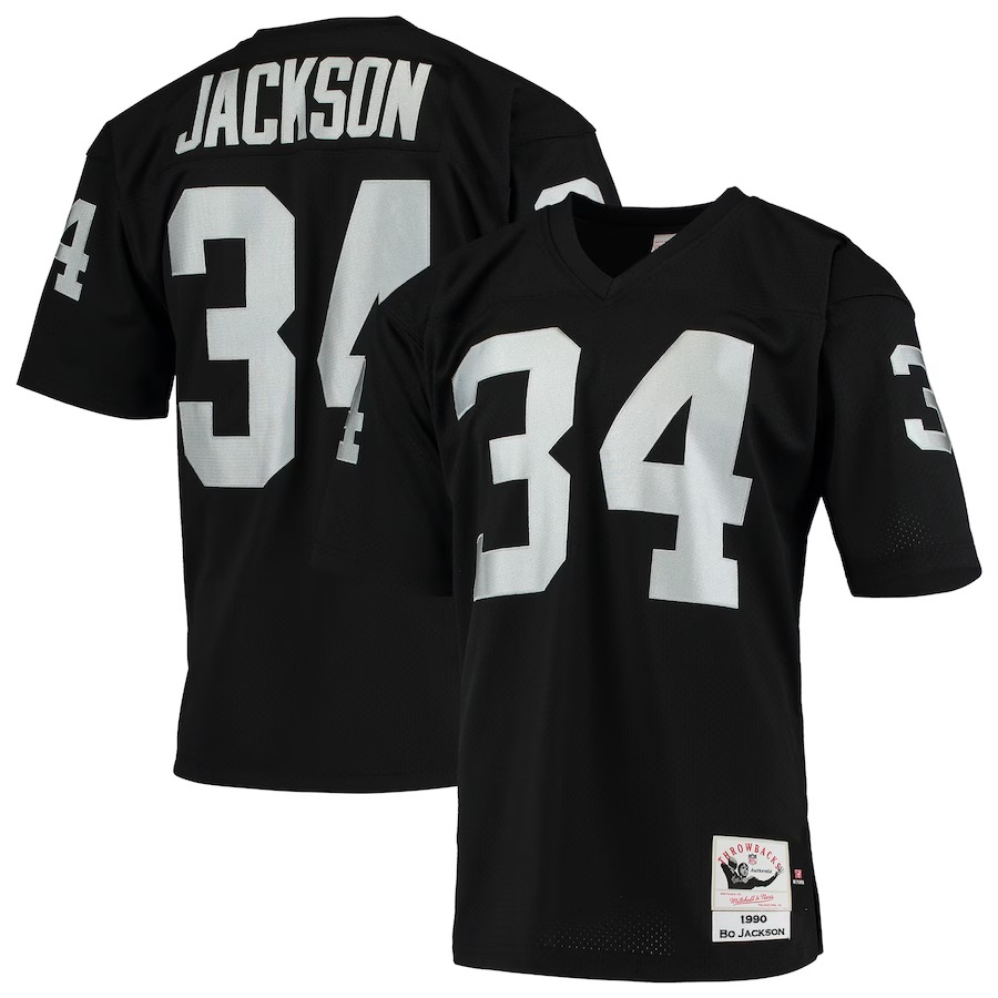 Men's Las Vegas Raiders 1990 Bo Jackson Mitchell & Ness Black Authentic Throwback Retired Player Jersey - Puhuasuan