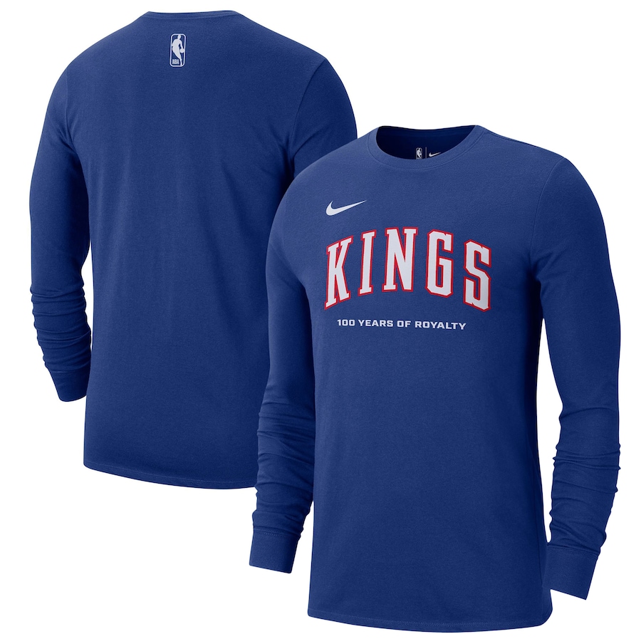 Men's Sacramento Kings Nike Blue 2024/25 City Edition Essential Logo Long Sleeve T-Shirt - Puhuasuan