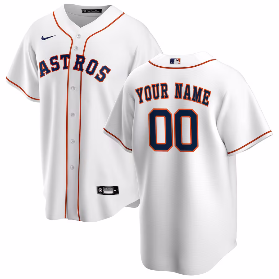 Men's Houston Astros Nike White Home Replica Custom Jersey - Puhuasuan