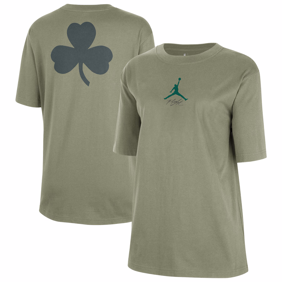 Women's Boston Celtics  Jordan Brand Green Courtside Statement Edition Boyfriend T-Shirt - Puhuasuan