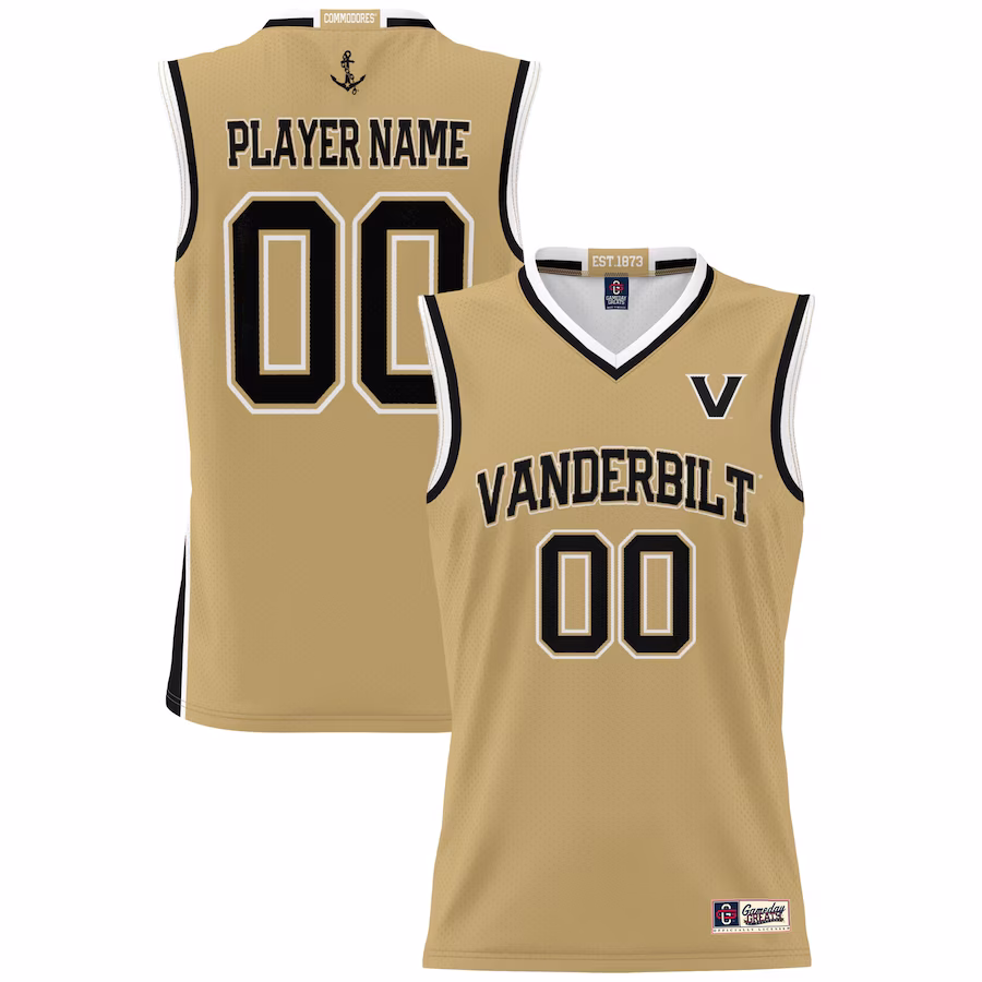 Vanderbilt Commodores GameDay Greats NIL Pick-A-Player Men's Basketball Jersey - Gold - Puhuasuan