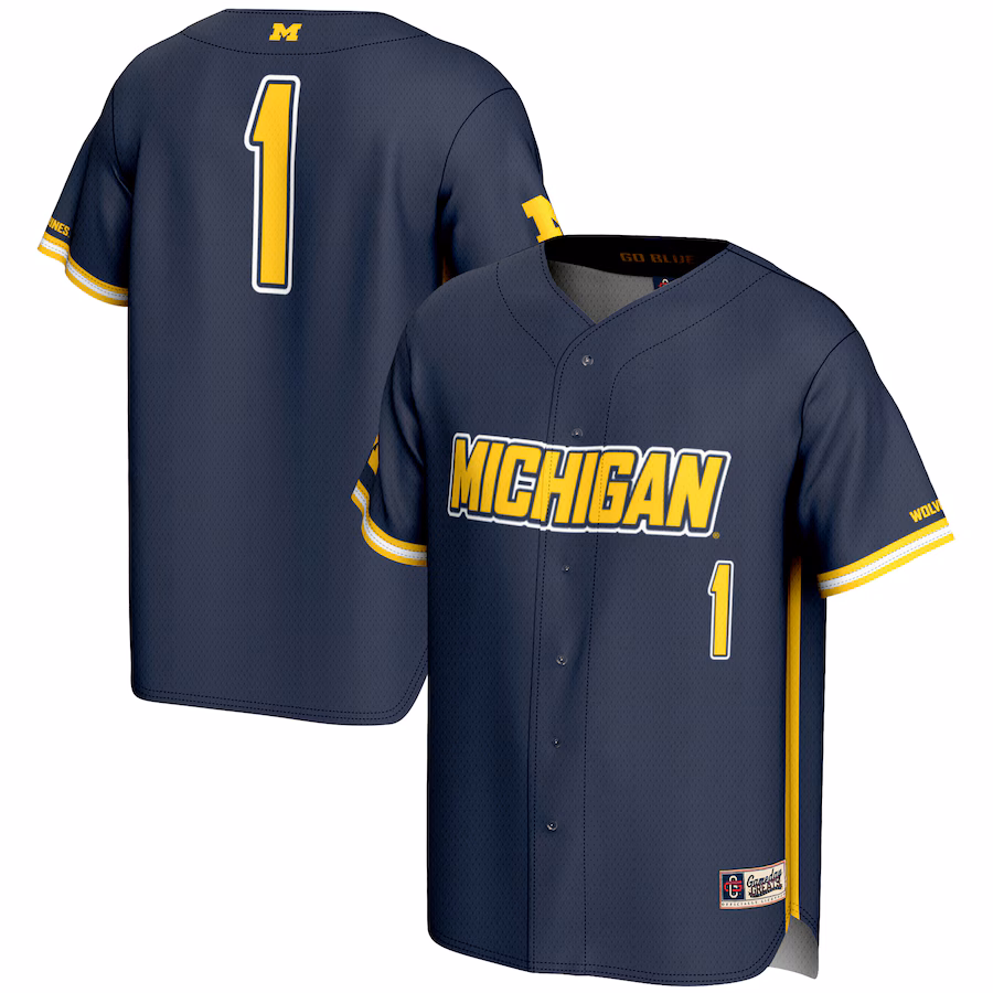 Youth GameDay Greats #1 Navy Michigan Wolverines Lightweight Baseball Fashion Jersey - Puhuasuan