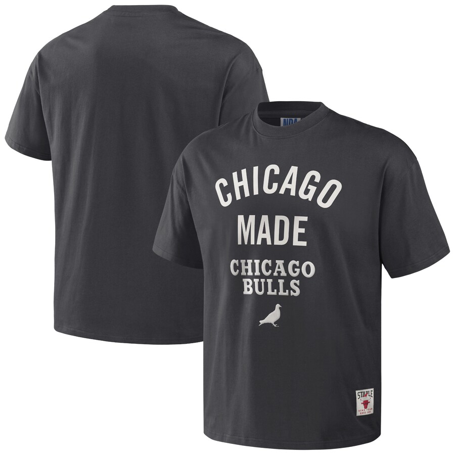 Men's Chicago Bulls NBA x Staple Anthracite Heavyweight Oversized T-Shirt - Puhuasuan