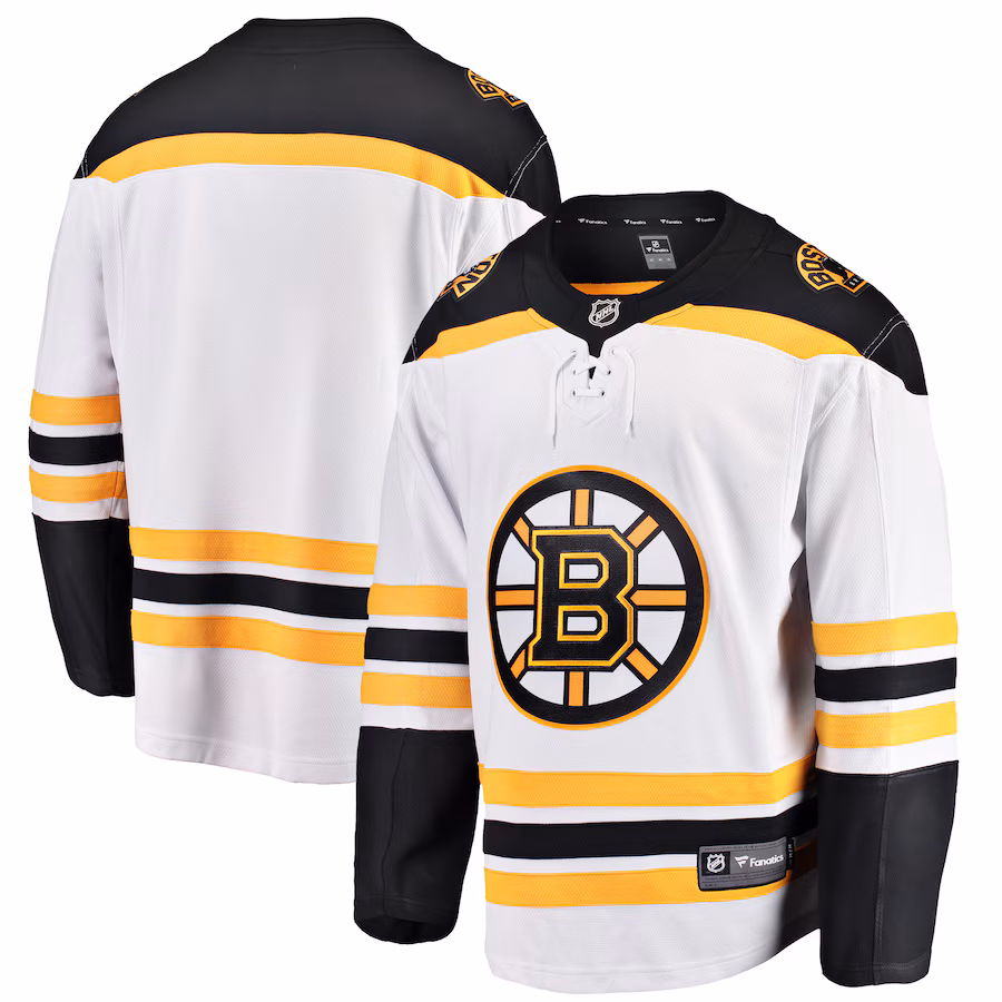 Men's Boston Bruins Fanatics White Breakaway Away Jersey - Puhuasuan