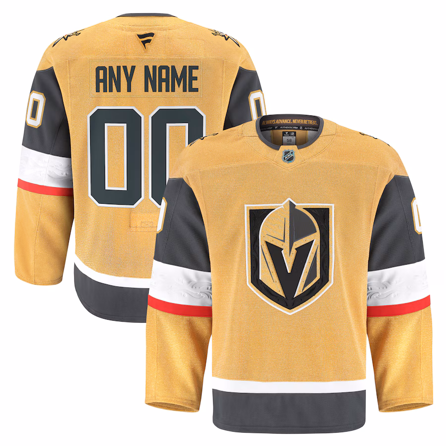 Men's Vegas Golden Knights Fanatics Gold Home Authentic Pro Custom Jersey - Puhuasuan