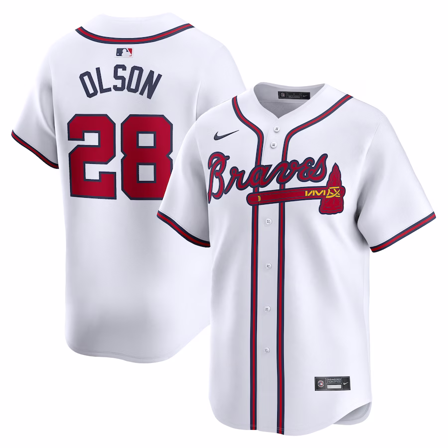 Men's Atlanta Braves Matt Olson Nike White Home Limited Player Jersey - Puhuasuan