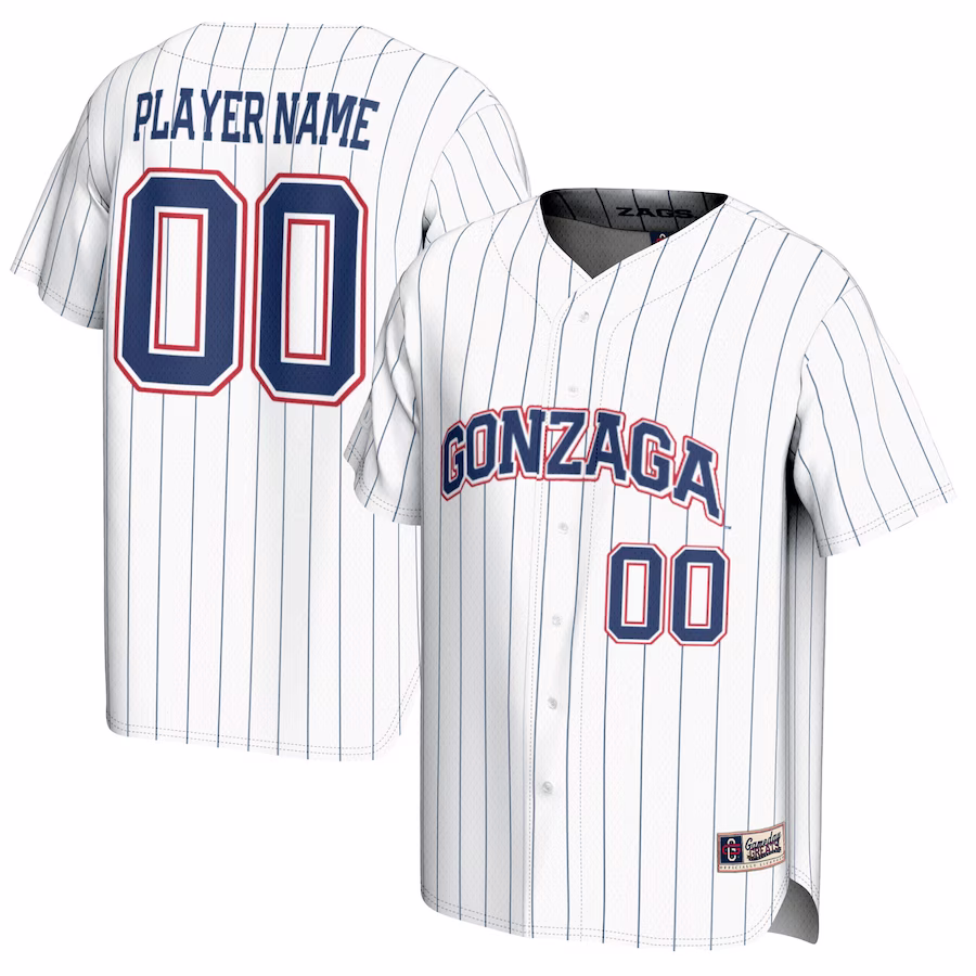 Gonzaga Bulldogs GameDay Greats Youth NIL Pick-A-Player Baseball Lightweight Jersey - White - Puhuasuan
