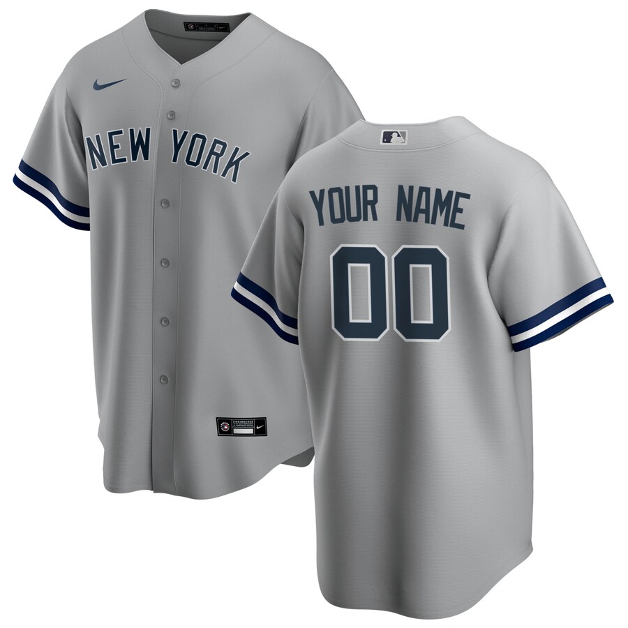 Men's New York Yankees Nike Gray Road Replica Custom Jersey - Puhuasuan