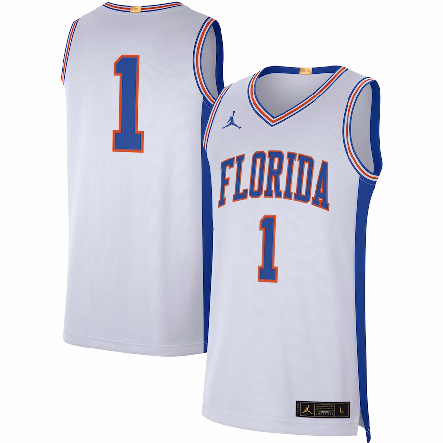 #1 Florida Gators Jordan Brand Retro Limited Jersey - White - Puhuasuan