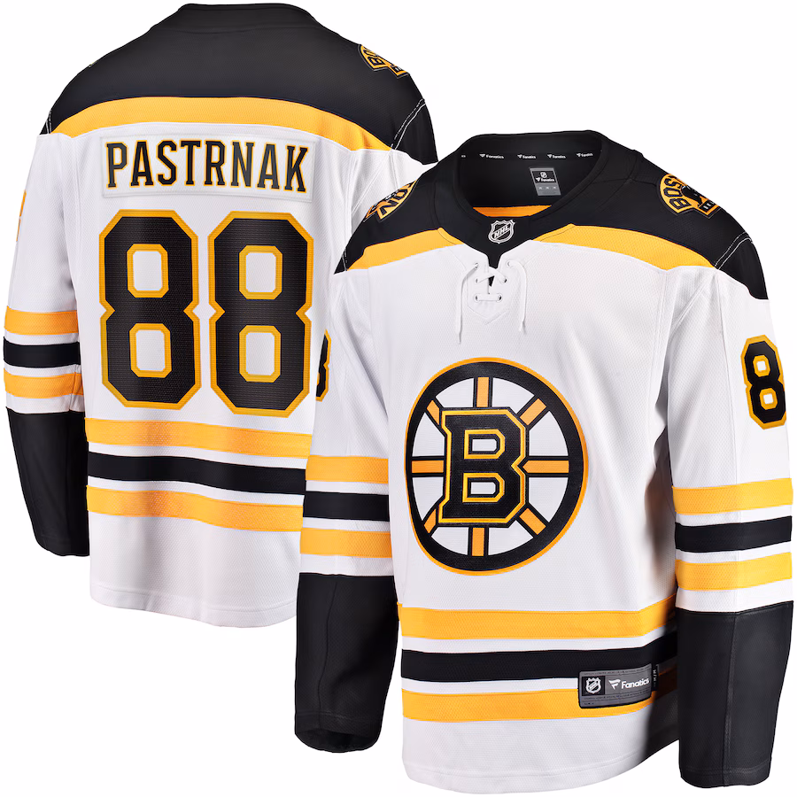 Men's Boston Bruins David Pastrnak Fanatics White Away Premier Breakaway Player Jersey - Puhuasuan