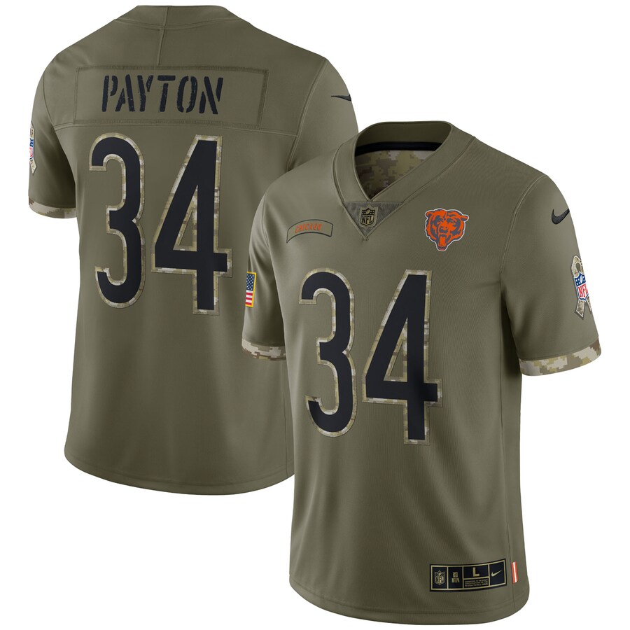 Men's Chicago Bears Walter Payton Nike Olive 2022 Salute To Service Retired Player Limited Jersey - Puhuasuan