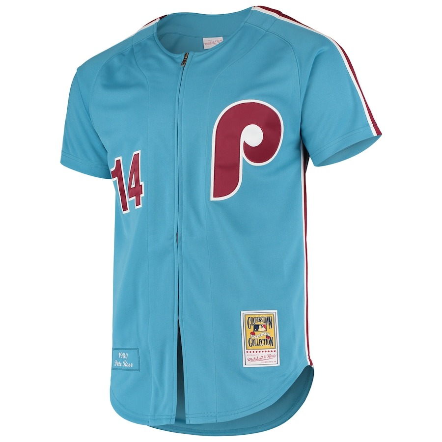 Men's Philadelphia Phillies Pete Rose Mitchell & Ness Light Blue Cooperstown Collection Authentic Jersey - Puhuasuan