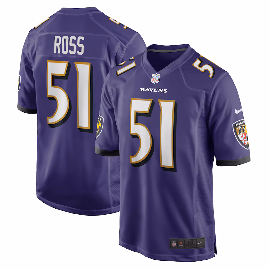 Men's Baltimore Ravens Josh Ross Nike Purple Game Player Jersey - Puhuasuan