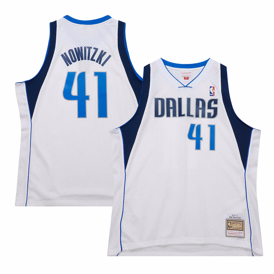 Men's Dallas Mavericks Dirk Nowitzki Mitchell & Ness White 2010/11 Hardwood Classics Swingman Jersey - Puhuasuan