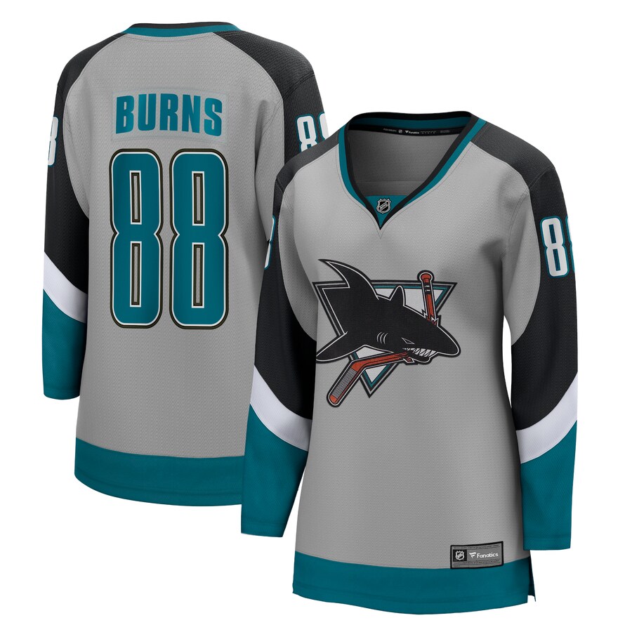 Women's San Jose Sharks Brent Burns Fanatics Branded Gray 2020/21 Special Edition Breakaway Player Jersey - Puhuasuan