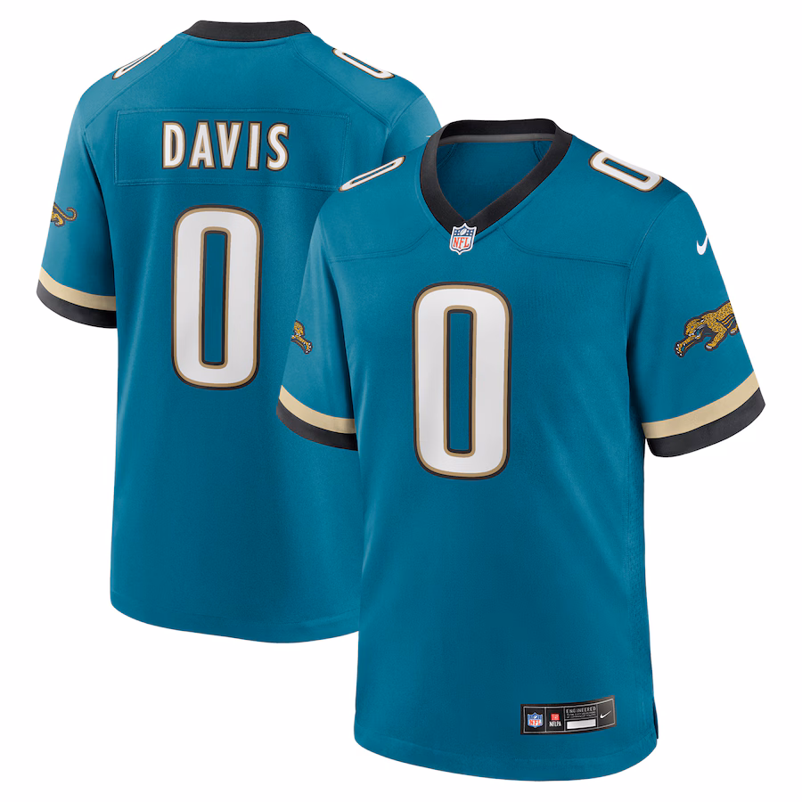 Men's Jacksonville Jaguars Gabe Davis Nike Teal Prowler Throwback Player Game Jersey - Puhuasuan