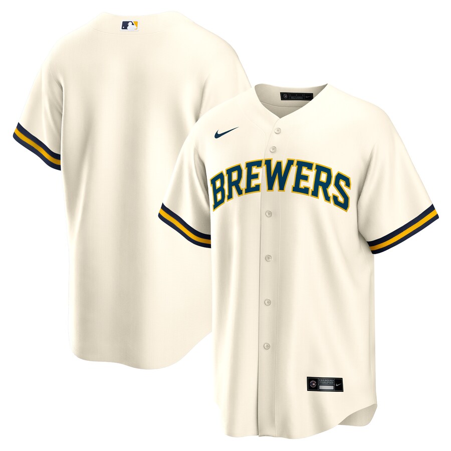 Men's Milwaukee Brewers Nike Cream Home Replica Team Jersey - Puhuasuan