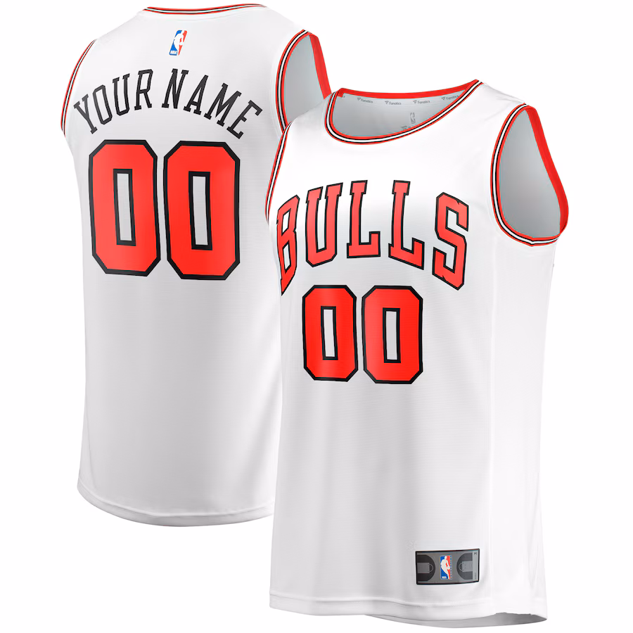 Youth Chicago Bulls  Fanatics White Fast Break Replica Custom Jersey - Association Edition - Puhuasuan